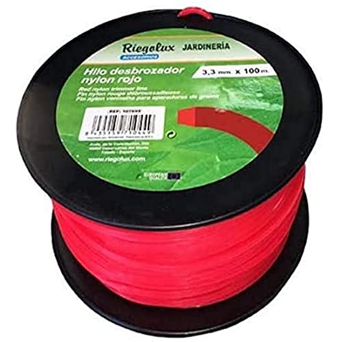 Riegolux 107667 Hilo Desbrozadora Nylon Cuadrada, Rojo, 3 mm x 100 m