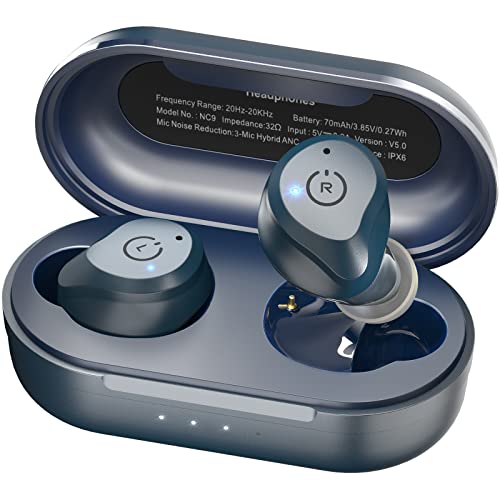 TOZO Auriculares Inalámbricos, NC9 Cascos Inalambricos Bluetooth con Cancelación de Ruido Activa de Varios Modos, Auriculares Inalambricos Bluetooth 5.3 con Modo Transparente, 2023 Versión Azul Real