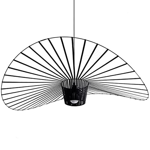 Lámpara Vertigo Negra Lámpara Colgante E27 Sala de estar Lámpara de araña Vintage luz LED ajustable en altura Diseño sombrero Pantallas de tela elástica, Suspensión retro para Bar Cafe (Ø100cm, negro)