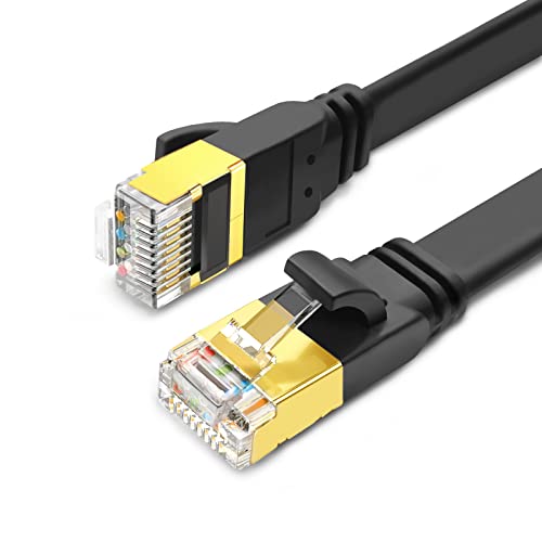Yauhody 2Pcs Cable Ethernet CAT 8 1M LAN Cable 1M Cable Red Plano de Alta Velocidad 40Gbps 2000MHz con Conector RJ45 Cable LAN Cable Internet CAT8 Más Rápido que Cat5/Cat6/Cat7 (Negro,1m)