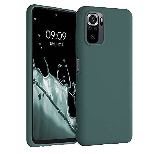 kwmobile Carcasa para Xiaomi Redmi Note 10 / Note 10S Funda - Ultrafina de TPU y Silicona con Bordes elevados anticaídas - Azul Verdoso