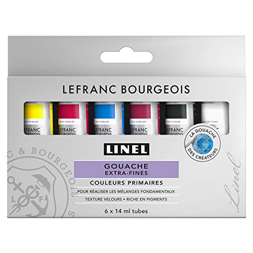 Lefranc & Bourgeois Gouache, Juego de 6 Colores – Primarios, 6 Farben Set