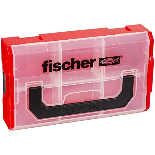 fischer – Caja de almacenamiento de tacos y tornillos vacía de plástico, equipada con asa y con tapa transparente, compatible con el sistema Sortimo L-Boxx, de fácil transporte y apilamiento