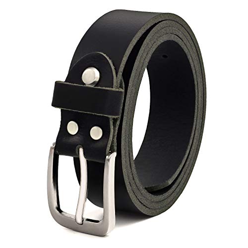 Negro Cinturón de piel de búfalo 30mm de ancho y aprox. 3-4mm de grueso, puede acortarse cinturón de piel, traje #GSw300801 (waist size (Bundweite) 125cm)