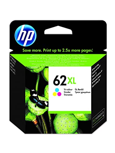 HP 62XL C2P07AE, Tricolor, Cartucho de Tinta de Alta Capacidad Original, Compatible con impresoras de inyección de tinta HP ENVY 5540, 5640, 7640; OfficeJet 200, 250, 5740