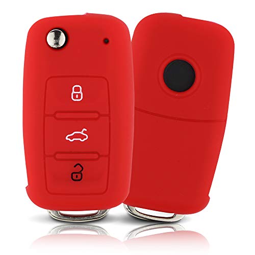 Tapa de la Llave Hecha de Silicona Premium Compatible con Seat, Funda Protectora para Llaves de Coche Cubierta para el Tipo de Clave 3BKB-b - Rojo