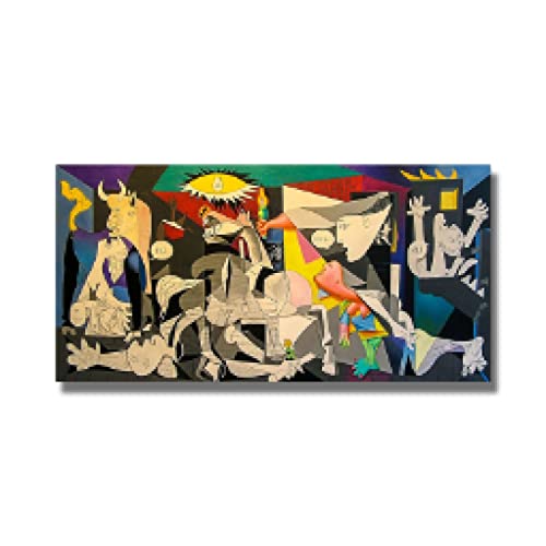 HengYun ART Guernica de Picasso Pinturas en lienzo Reproducciones Lienzo famoso Arte de la pared Cuadros modulares de Picasso para la decoración del hogar 50x100 cm sin marco