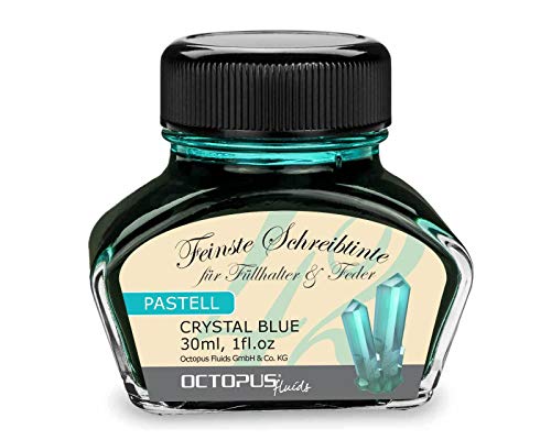 Octopus Fluids Tinta para Pluma estilográfica Pastel Azul Crystal Blue 30ml, Tinta para Escribir, Tinta para caligrafía