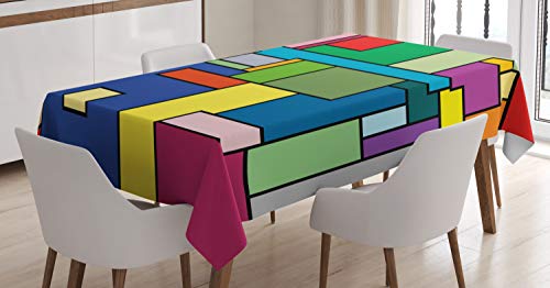 ABAKUHAUS Arte Mantele, Cuadrados Mondrian Vivos, Fácil de Limpiar Colores Firmes y Durables Lavable Personalizado, 140 x 170 cm, Multicolor