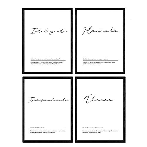 Nacnic Set de cuatro láminas con definiciones de Palabras para mi pareja novio Fondo blanco Poster en tamaño A4 sin marco