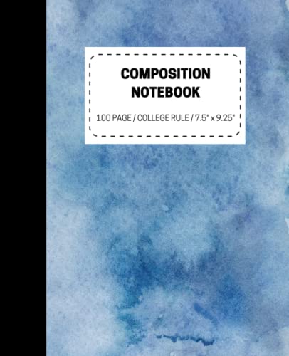 Blue Watercolor: Composition Book