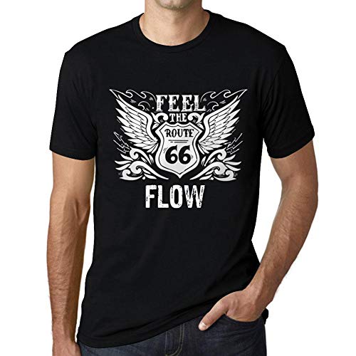 Hombre Camiseta Siente La Corriente – Feel The Flow – T-Shirt Vintage Manga Corta Regalo Original Cumpleaños Negro Profundo XL