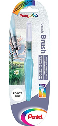 Pentel – Juego de 3 pinceles Aquash con reserva de agua, 10 ml, cerdas sintéticas de punta fina