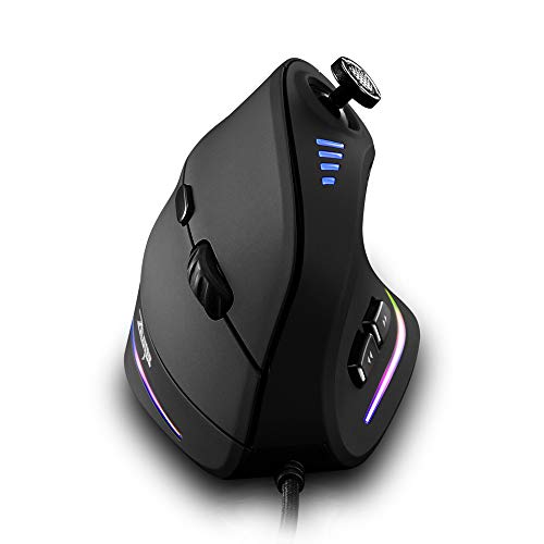 zelotes Ratón Gaming Vertical con Joystick,10000 dpi,11 Botones Programable,Ratón Ergonómico Vertical,Ratón Óptico USB,Ratón con Cable,Mouse Gaming para PC,Mac