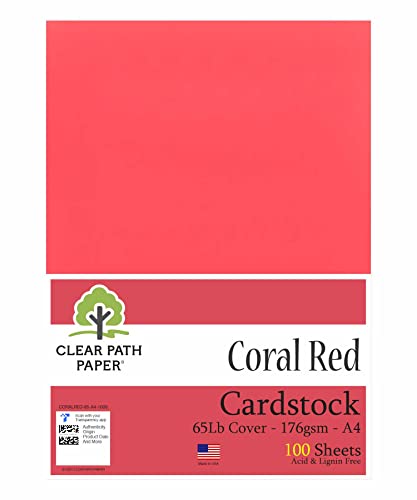Cartulina rojo coral - A4-65Lb Cover / 176g/m² - 100 Unidades - Clear Path Paper
