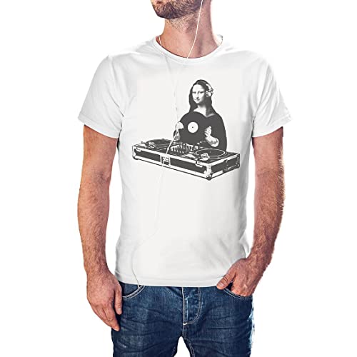 KMF T-SHIRT - Camiseta Hombre Monalisa DJ (Blanco, 2XL)