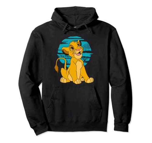 Disney El Rey León Jóven Simba Feliz Azul Retro Sudadera con Capucha