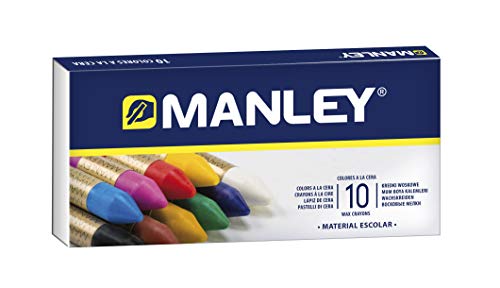 Manley Ceras 10 Unidades | Ceras de Colores Profesionales | Estuche de Ceras Blandas de Trazo Suave | Pueden Mezclarse los Colores | Colores Surtidos