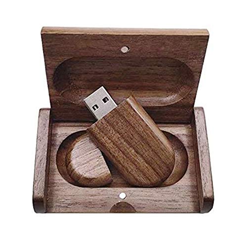 Unidad flash USB 3.0 de madera de 16 GB de memoria Stick pulgar disco Pen Drive Almacenamiento de datos con caja de madera (3.0 16 GB, madera de nogal)