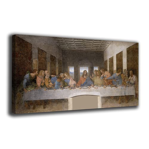 Genérico Cuadro lienzo canvas La Ultima Cena Leonardo da Vinci – Varias medidas - Lienzo de tela bastidor madera de 3 cm - Impresion alta resolucion (120, 60)