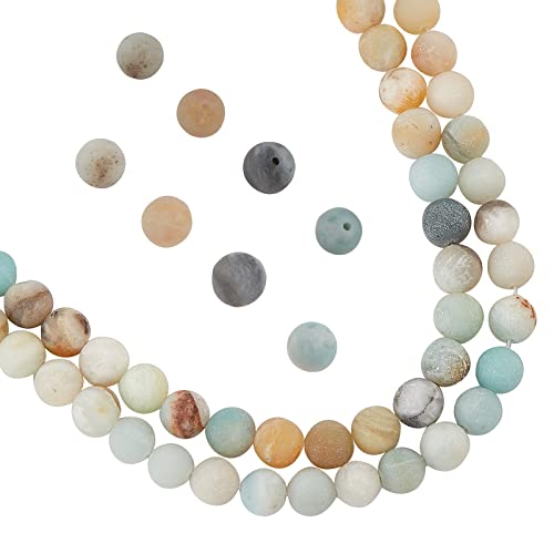 NBEADS aproximadamente 96 perlas de Amazonita natural, 8 mm perlas naturales redondas, perlas de Amazonita de flores, sin teñir, perlas espaciadoras a granel para hacer joyas, collar pulsera