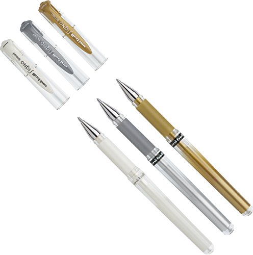 Bolígrafo de tinta de gel uni-ball Signo®, color de tinta UM-153 blanco, [Weiß] + [Gold] + [Silber], 1
