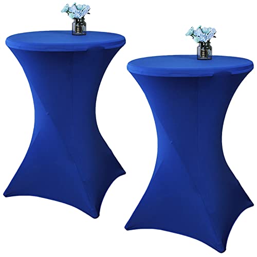 2 unidades de 24 x 43 pulgadas, color azul real, mantel de cóctel, cubierta de mesa redonda ajustable para bodas, banquetes, eventos, fiestas