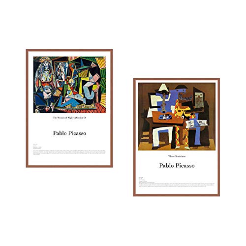 Poster de Picasso Tres músicos Pintura Abstracta en Lienzo Cubismo Poster e Impresiones Vintage Picasso Cuadros artísticas de Pared Decoracion para el hogar 50x70cmx2 Sin Marco