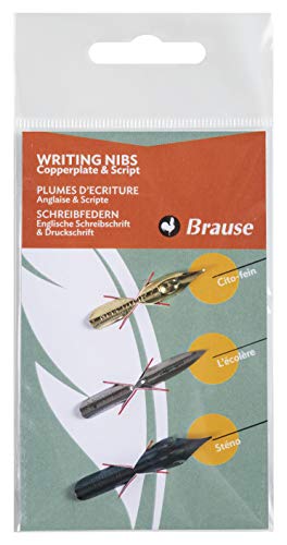 Brause 16501B - Pack de 3 plumillas de escritura (Cito Fein, L'écolière y Sténo)