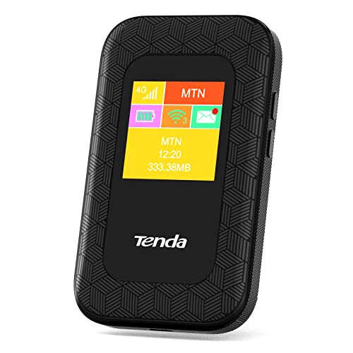 Tenda Router 4G Wi-Fi Portátil, Hotspot Router de Red Móvil, MiFi, LTE Cat4 150 Mbps, Batería de 2100 mAh, Conexión hasta 10 Dispositivos, Play y Plug con Tarjeta SIM, Pantalla a Color (4G185)