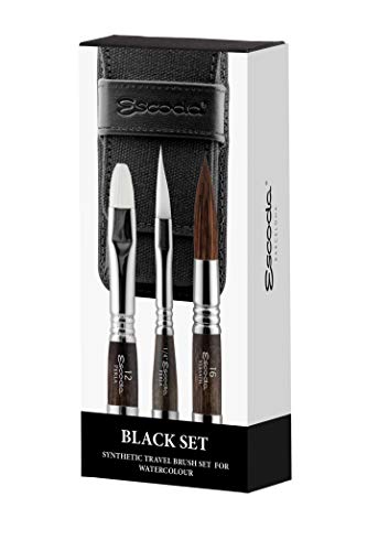 ESCODA Set 3 Pinceles Acuarela - Black Set Viaje N.16,1/4