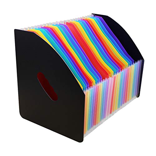 Marte Vanci - Organizador de documentos para escritorio, diseño de acordeón (tamaño A4, archivador de documentos), color Arcoíris-Negro#24Part