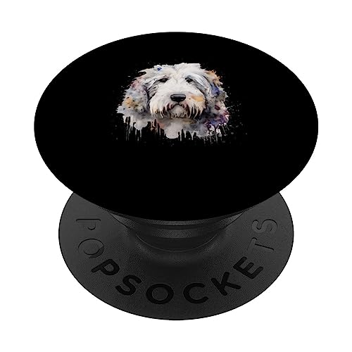 Colorido perro pastor inglés antiguo acuarela arte PopSockets PopGrip Intercambiable