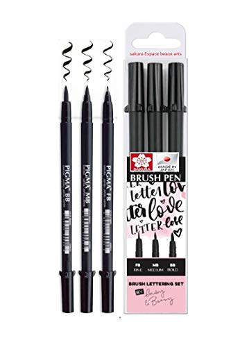 Sakura Pigma Brush Pen Negro Set 3 Pincel .FB. MB. BB .Brush Pen. Made in Japan