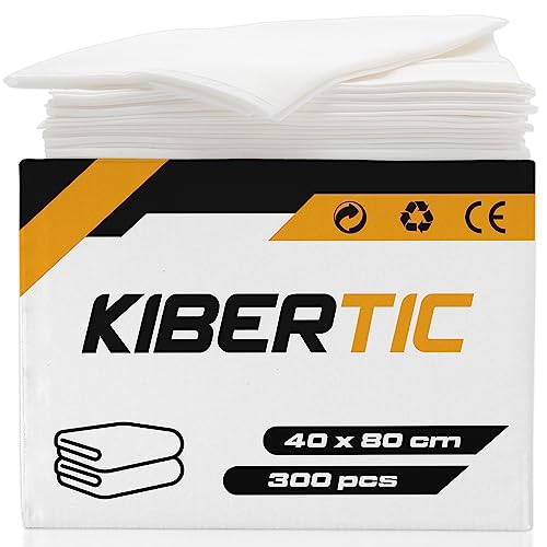 KIBERTIC - 300 Uds Toallas Desechables de Viscosa 80x40 cm (40g) | Toallas Desechables para Peluquería, Estética, Pedicura y Facial | Blancas Alta Absorción | Pack Profesional para Salón, Spa y Hotel