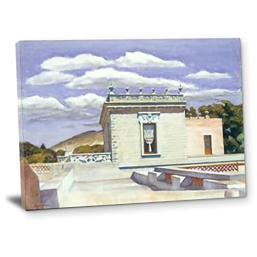 UNEVUE Edward Hopper Póster Pintura En Lienzo Decoración De Obras De Arte Para Sala De Estar Dormitorios Pared Lienzos Decorativ《saltillo mansion》Enmarcado-45x58cm