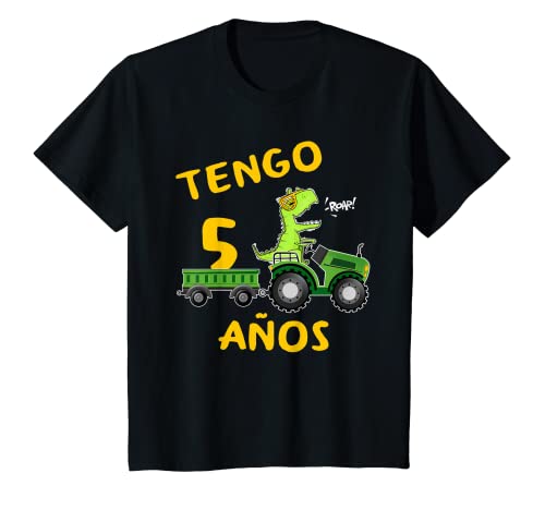 Niños Tengo 5 año de cumpleaños tractor tractor Dino T-Rex Camiseta