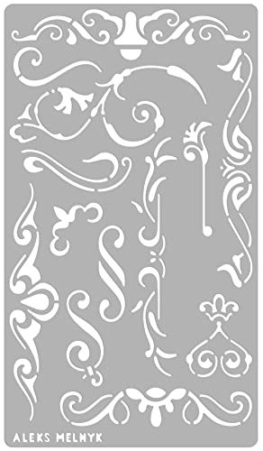 Aleks Melnyk #4 Stencil Plantilla de Metal para estarcir/Vintage, Flores/para Arte Manualidades y decoración/Plantilla para Estarcidos/para Pintar con Aerógrafo/1 Piezas/Bricolaje, DIY