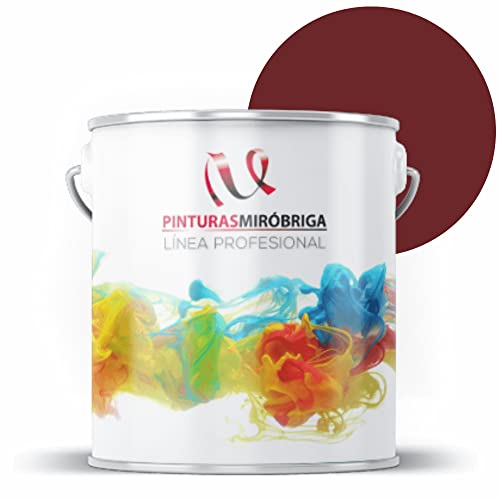 Pinturas Mirobriga Esmalte Antioxidante Color Rojo ingles Ral 3011, Secado Rapido, Directo sobre metal, proteccion de superficies de hierro y madera. Acabado Brillante. Envase de 4Lt.