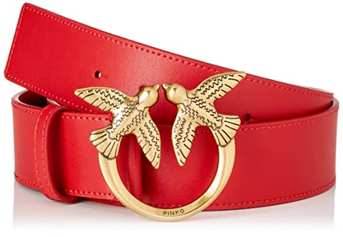 Pinko Love Berry H4 Belt Becerro Set Cinturón, R41q_Rojo Granate-Antigüedad Gold, XS para Mujer