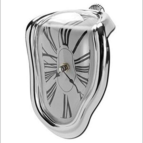 Novedosos relojes de pared distorsionados de fusión surrealista surrealista Salvador Dali estilo reloj de pared decoración regalo - plata
