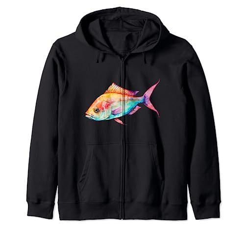 Hermoso pez colorido, camiseta colorida acuarelas mar del sur Sudadera con Capucha