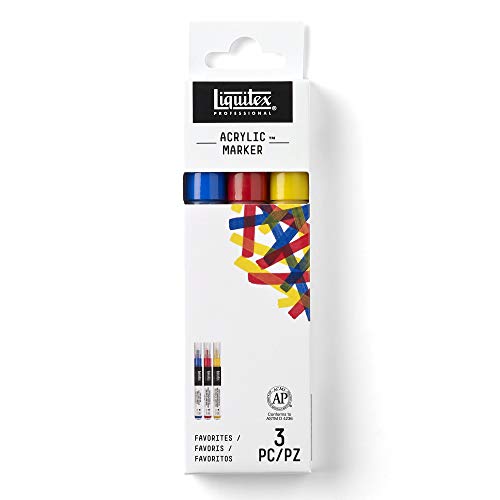LIQUITEX Colores acrílicos, 3,2 x 18 x 15, 9 cm, 3 Farben - feine Spitze, 17 x 1,5 x 9 cm
