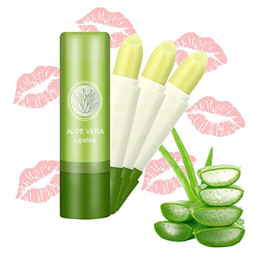 MXTIMWAN 3 Piezas Hidratante Pintalabios - Cambia Color Labial Labiales - Aloe Vera Barra Labios - Pintalabio Larga - Mujeres Niña Regalo Cumpleaños