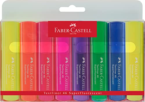 Faber-Castell 154662 - Estuche 8 marcadores fluorescentes TEXTLINER. Colores multicolor superfluorescentes.