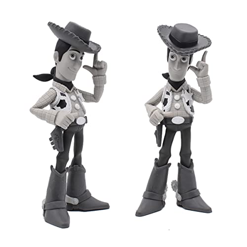 Woody Figura,Woody Anime Toy,Pose de Pie Woody Cake Decoración,Woody Hand-run Model,Woody Doll Ornament,En blanco y negro,20CM,PVC