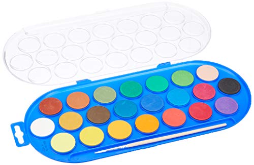 PRIMO Morocolor, Acuarelas para niños en Colores Pastel, Paleta de Acuarela de 22 Colores, tabletas de Acuarela de Pigmento de Ø 30 mm de Alto, Colores Brillantes y Brillantes, Made in Italy