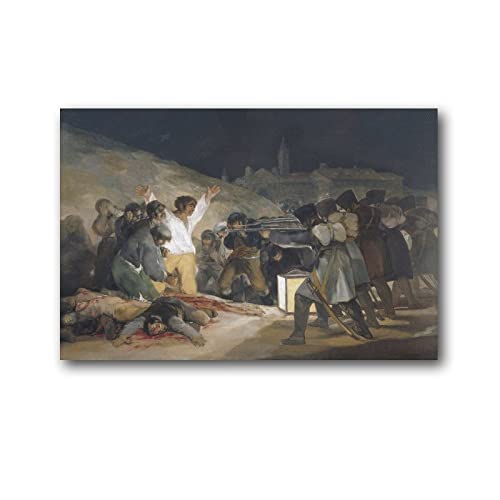 Cartel de la ejecución de los defensores de la corte Francisco Goya de Madrid Obras de arte en lienzo, arte de pared impresiones para decoración moderna del hogar, 40 x 60 cm