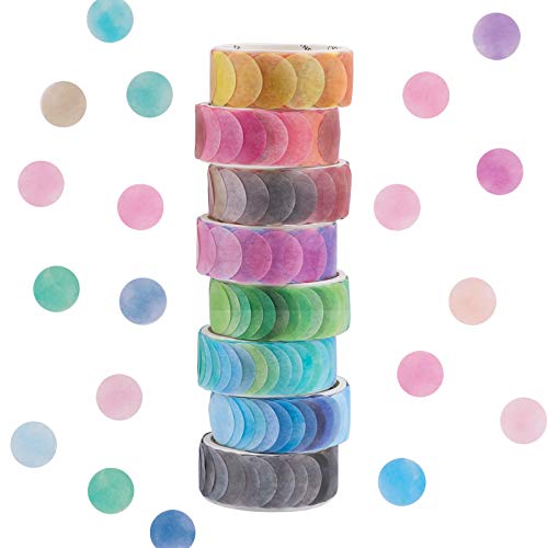 GLAITC Cintas Washi,8 rollos de pegatinas de cinta Washi de puntos, 800 piezas de pegatinas de puntos, cintas decorativas cinta adhesiva para bricolaje,pegatinas para álbumes de recortes