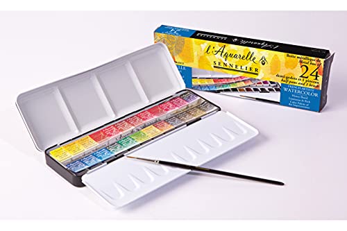 Sennelier Aquarellfarben Metall Tin Von Classic - Estuche de acuarelas (24 medios godets)